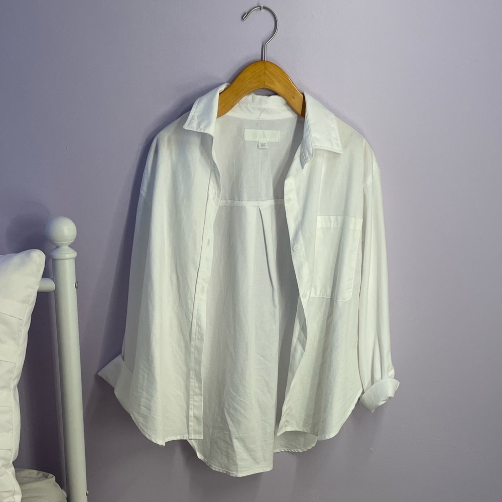 Girls Zara Classic White Button-Down Shirt (Size 12/13)
